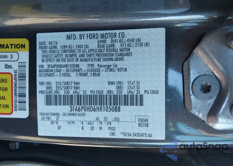 2017 Ford Fusion Se из США, поврежденный, VIN 3FA6P0HD6HR105088